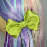 Lime Satin Bow Clip