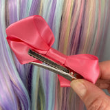 Pink Satin Bow Clip