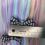 Mini Black and White Gingham Bow Set Clip