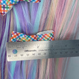 Small Rainbow Gingham Bow Set Clip