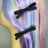 Mini Black Satin Bow Set Clip