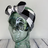 Black and White Buffalo Plaid Stretch Wrap Headband