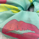 Upcycled Gigantic Electric Mint Kisses Scrunchie
