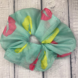 Upcycled Gigantic Electric Mint Kisses Scrunchie