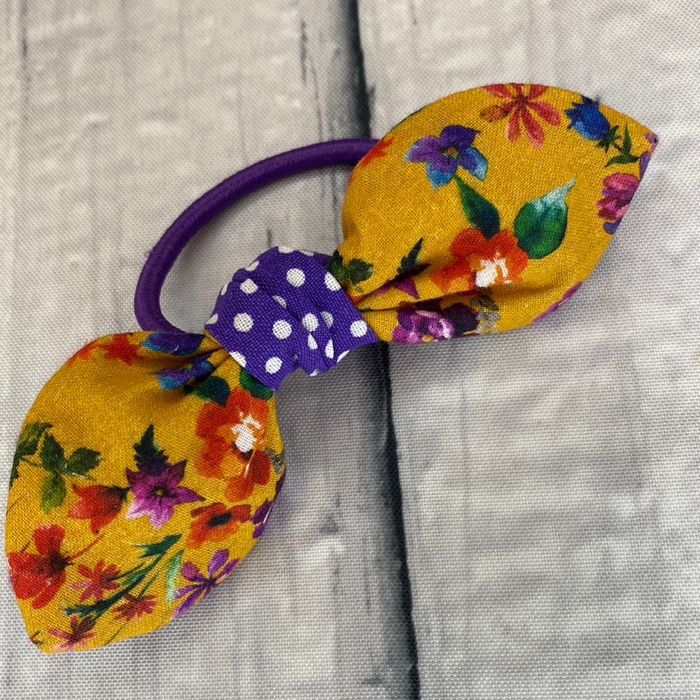 Mustard Floral Itty Bitty Single Bow