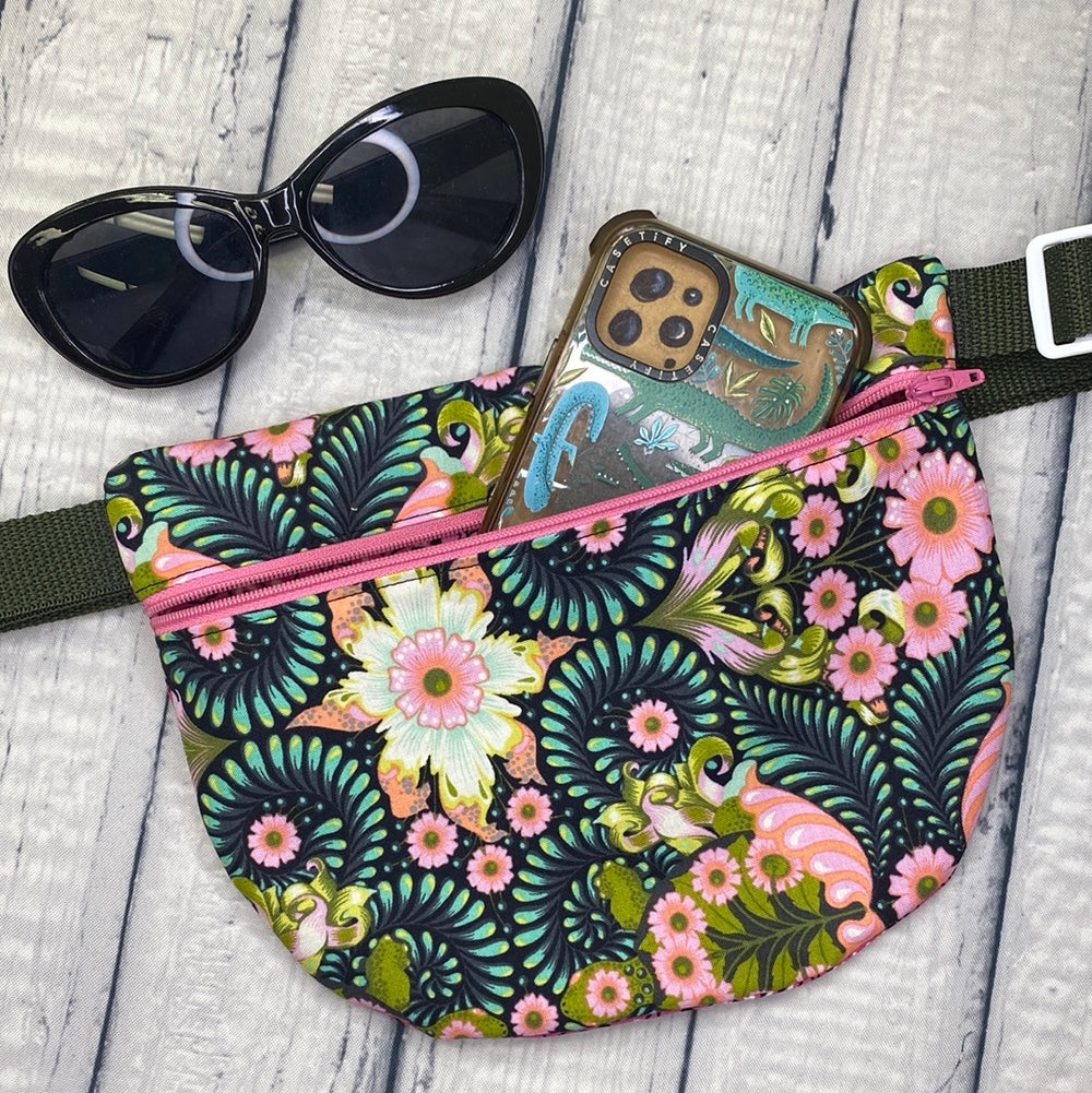 Green & Pink Floral Fanny Pack