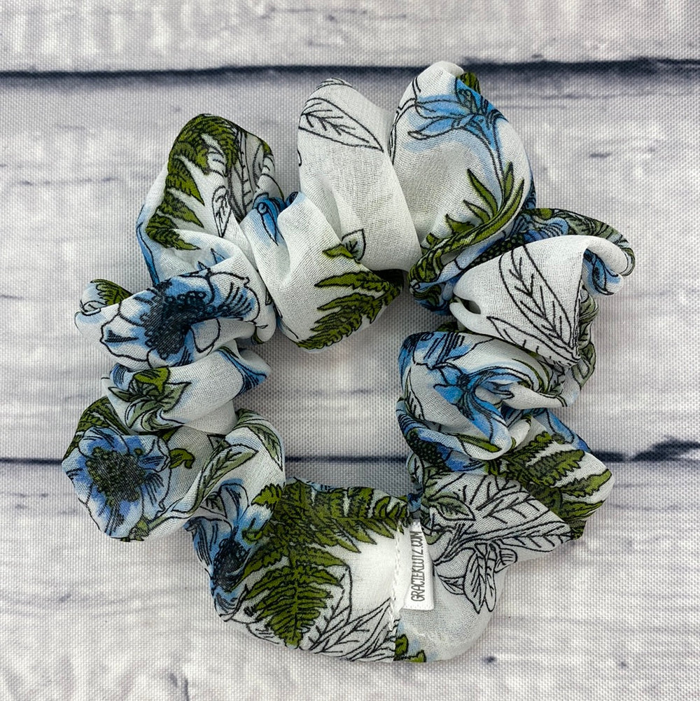 Upcycled Blue Floral Chiffon Fun-chies by Gracie