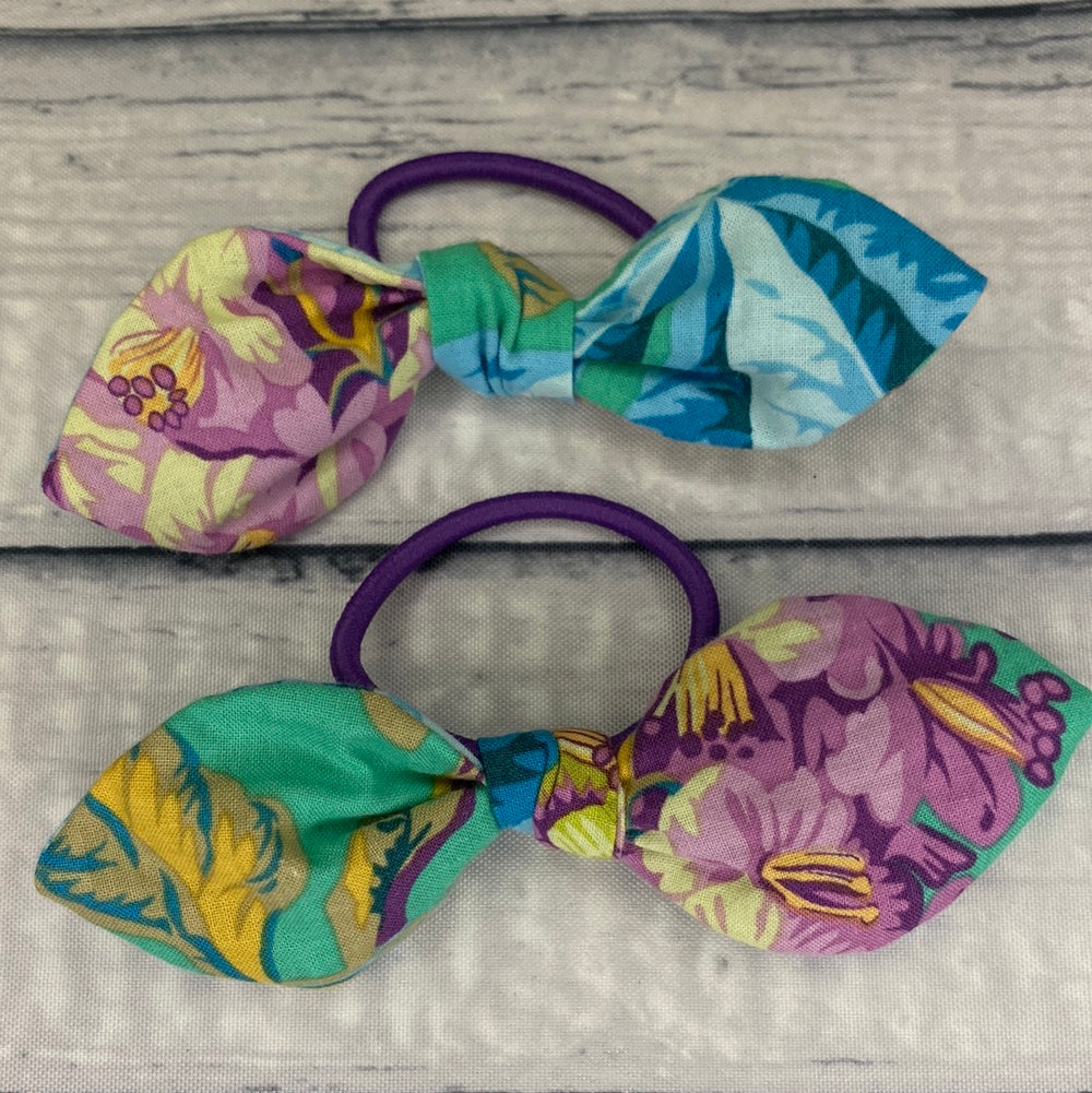 Teal & Purple Floral Matching Bows
