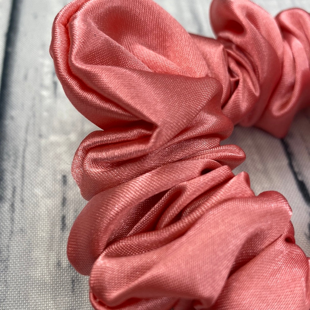 Coral Pink Satin Fun-chie Scrunchie by Gracie