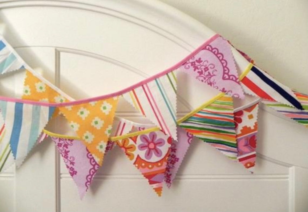 Three 3’ Strings - making 9’ of Vintage Fabric Bunting