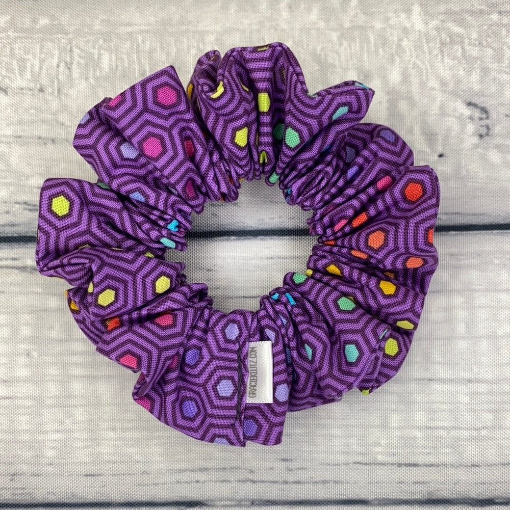 Purple Rainbow Hexagon Scrunchie